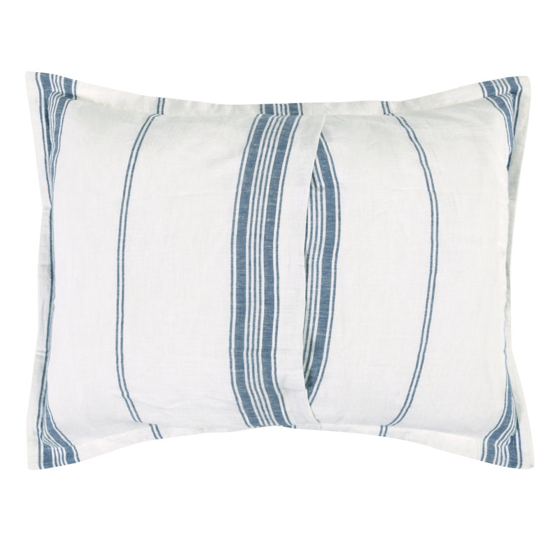 Brooke Blue Stripe Cotton Blend Sham, Standard, White/Blue Stripe