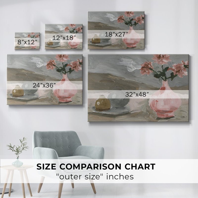 Vase de fleurs roses, toile tendue VI-Gallery, H 40 po x l 60 po
