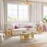 3 Pieces Glass Top Living Room Table Set With Stainless Steel Base