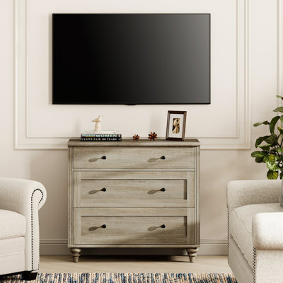 Corretta Dresser TV Stand For Bedroom, Mid Century Modern TV Console Table Dressers With 3 Chest Of Drawers