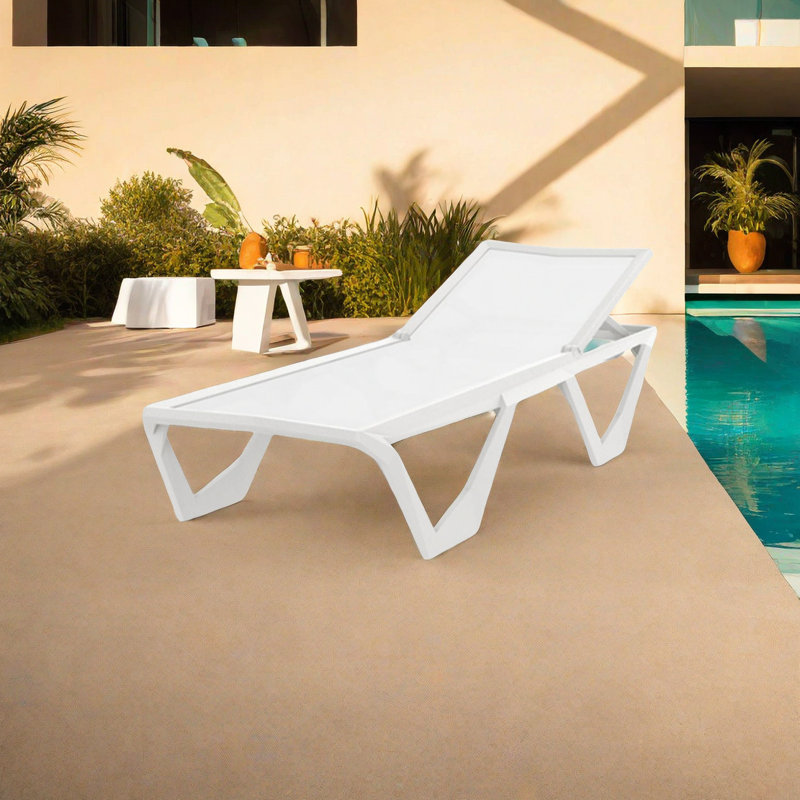 Chaise longue d'extérieur ajustable, Blanc