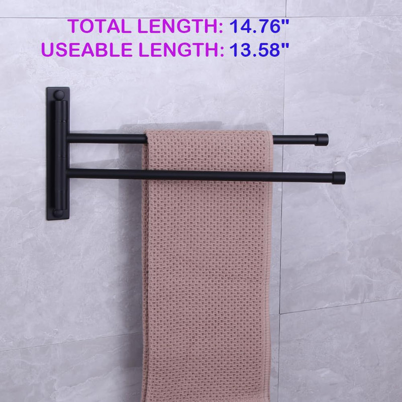 Barre à serviettes pliante en acier inoxydable avec bras pivotants à 180 degrés, organisateur de salle de bain mural antirouille, finition brossée pour la cuisine et la piscine
