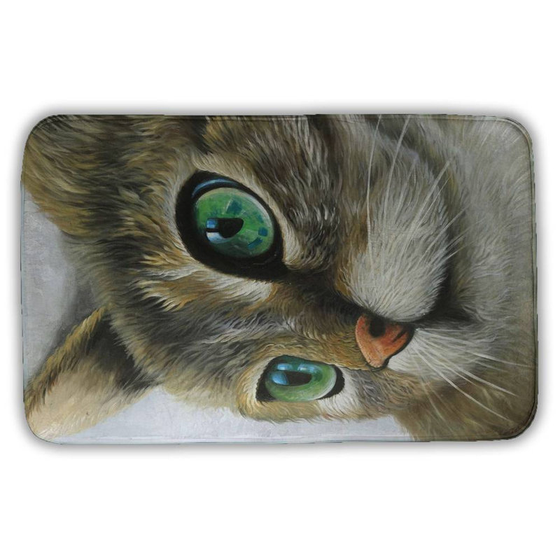 Peaceful cat portrait Bath Mat with Non-Slip Backing - Quick Dry Memory Foam Bathroom Rug - Absorbent - Modern Plush Spa-Style - Machine Washable