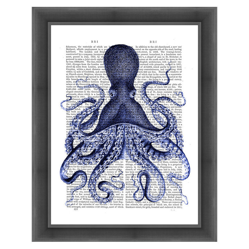 « blue octopus 3 », impression encadrée