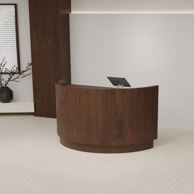 Bureau de réception contemporain en bois manufacturé demi-cercle