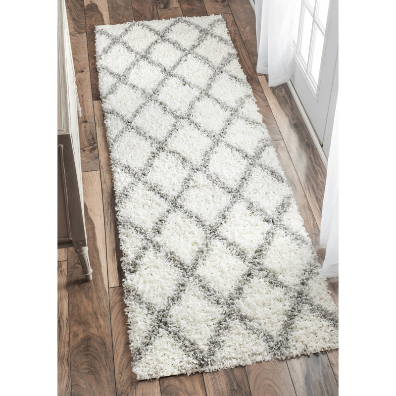 Geometric Shag Area Rug, Runner 81 x 244cm