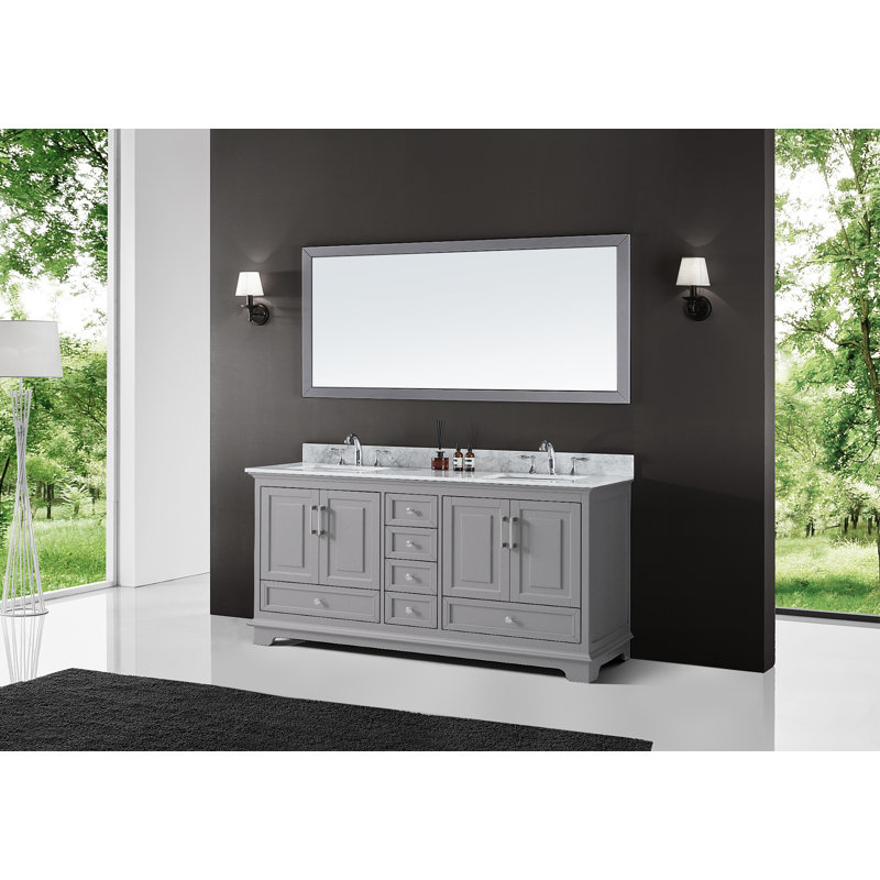 Ensemble de meuble-lavabo double 72 po avec plateau en marbre Carrara Matthrew