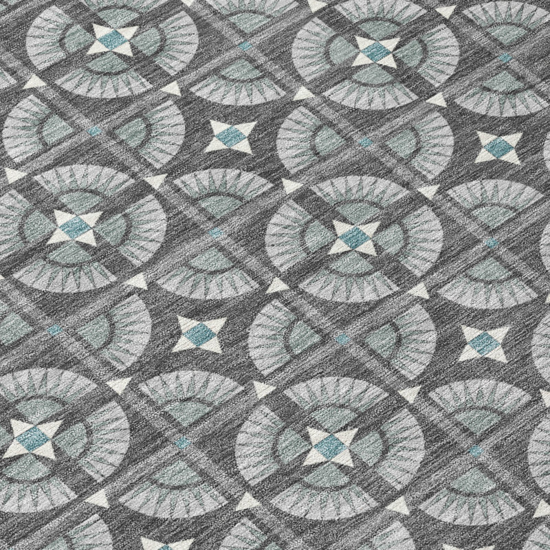 Machine Washable Indoor/Outdoor Chantille ACN2552 Geometric Rug, 8' x 10', Charcoal