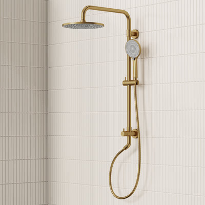 Wall Mount Pressure-Balanced Shower System,10" Rainfall Shower Head with Slider Bar Handheld Spray