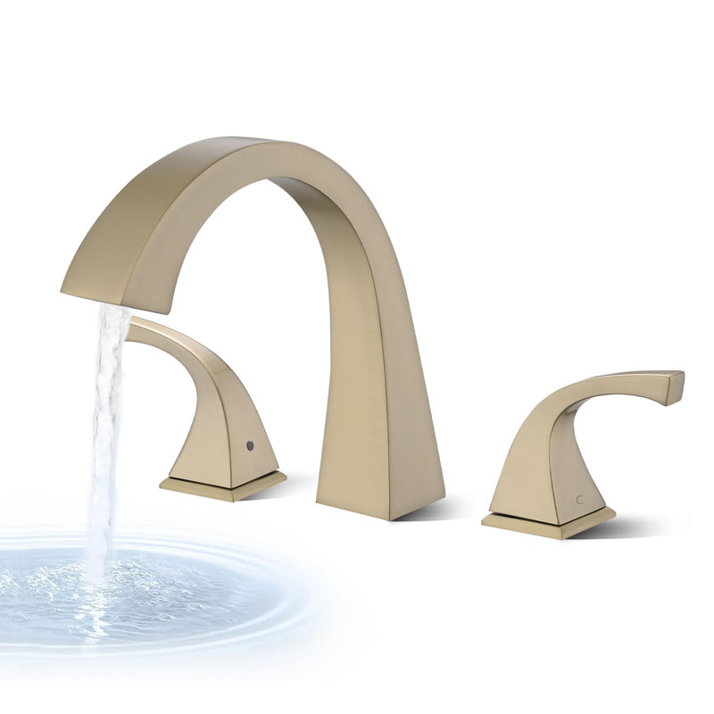 Robinet de baignoire romaine, robinet de baignoire à large entraxe à 3 trous, Or brossé
