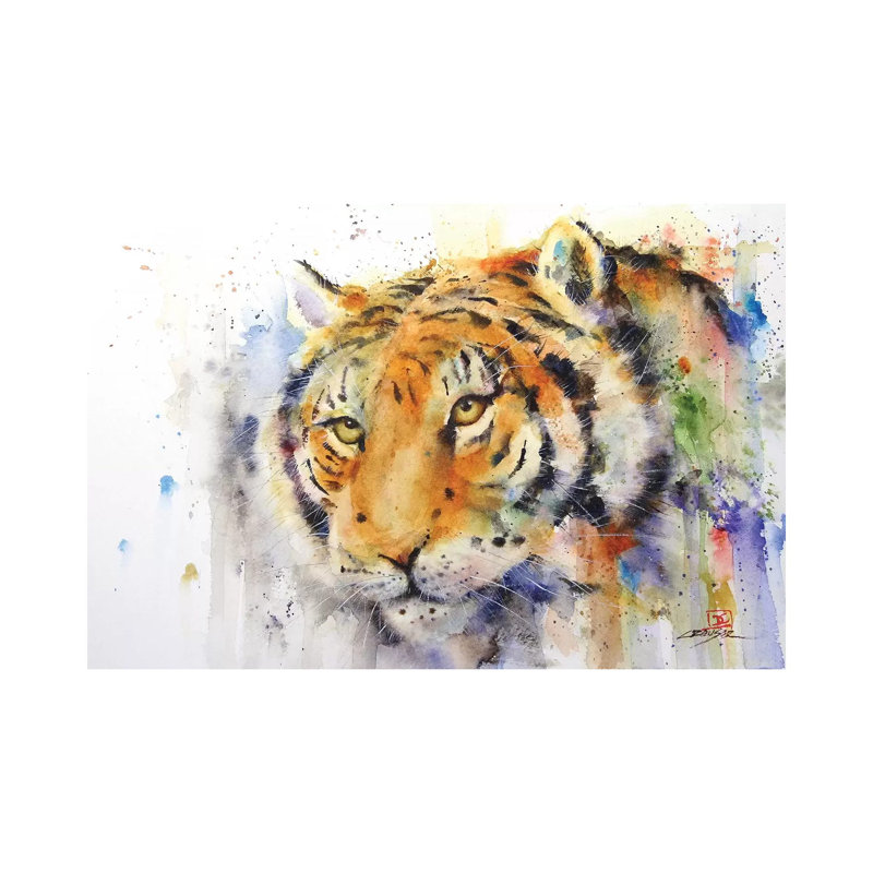 Tigre par Dean Crouser - reproduction d'art sur toile tendue, H 12 po x l 18 po x 1,5 po