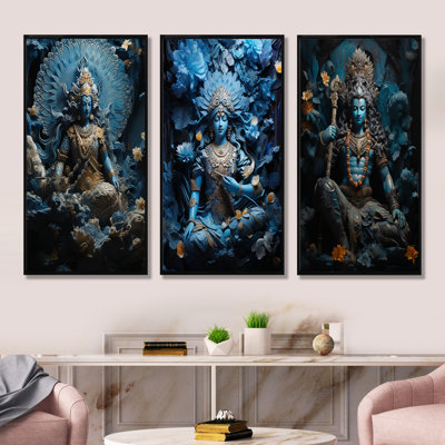 Hinduism Vishnus Oceanic Ombre - Hinduism Canvas Prints Set Of 4