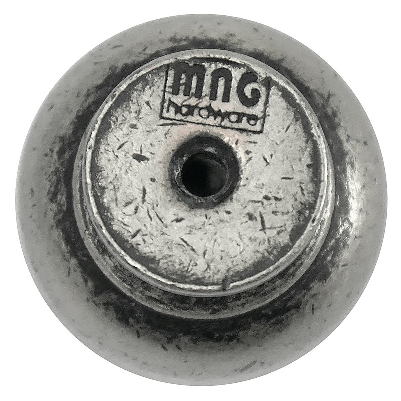 Distressed Pewter Round Metal Cabinet Knob with Mounting Hardware
