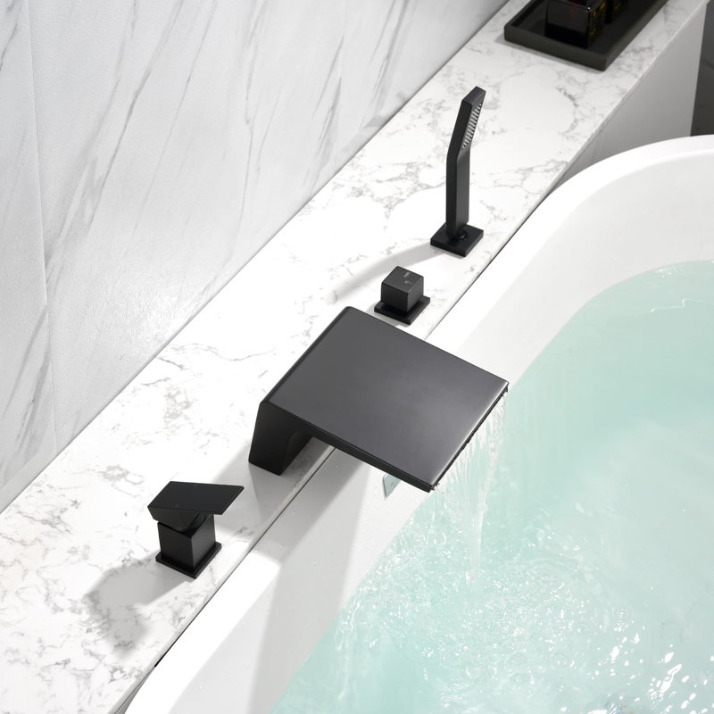1 Handle Bathroom Waterfall Faucet with Diverter, Matte Black