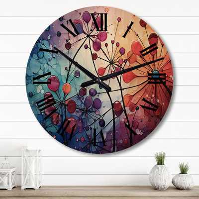 Colorful Prismatic Kaleidoscope II - Abstract Collages Oversized Wood Wall Clock