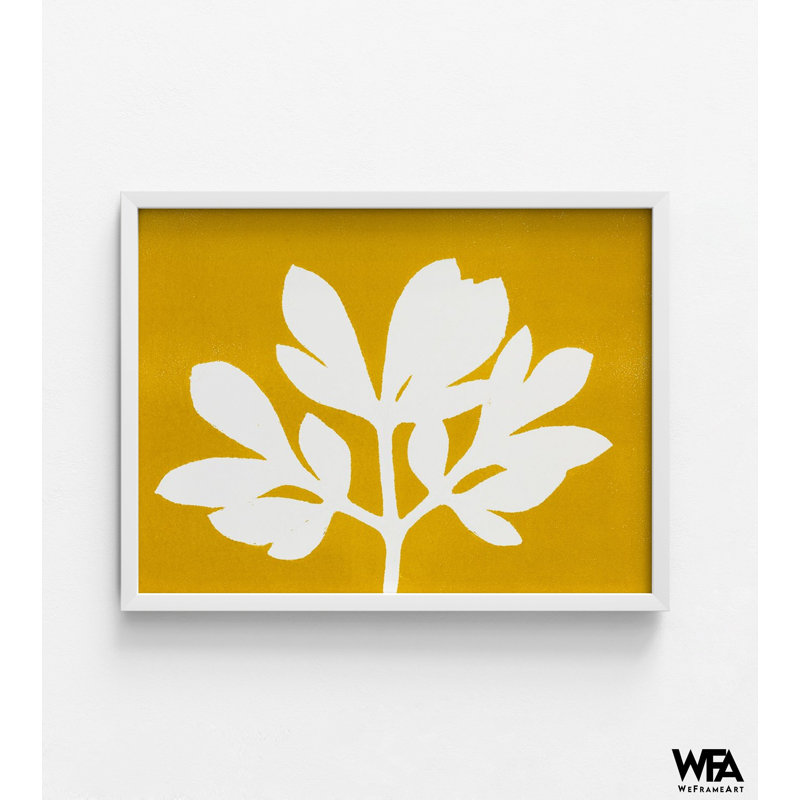 «Horizontal Plants 8» par MMB Studio, impression rustique botanique à feuilles blanches, idée de décoration pour plante de bibliothèque jaune, décoration de chambre d'amis