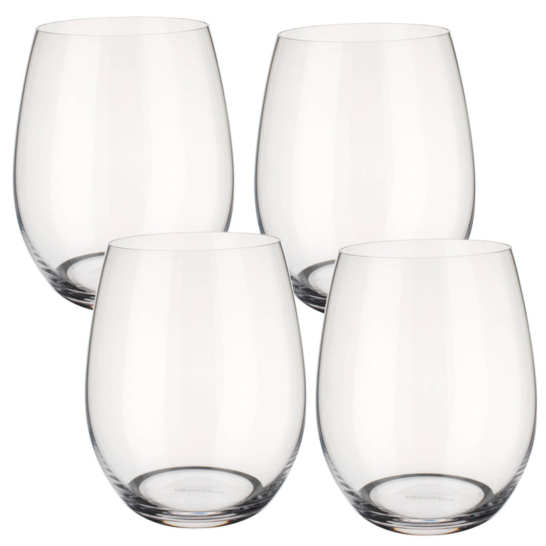 Villeroy & Boch Entrée Set/4 Double Old Fashioned 16 oz Crystal Stemless Wine Glasses (Set of 4) Villeroy & Boch