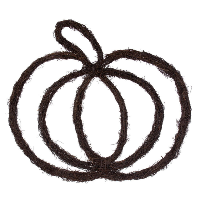 Vickerman 24"H x 24"W Pumpkin Outline Wreath. Made of natural twigs.