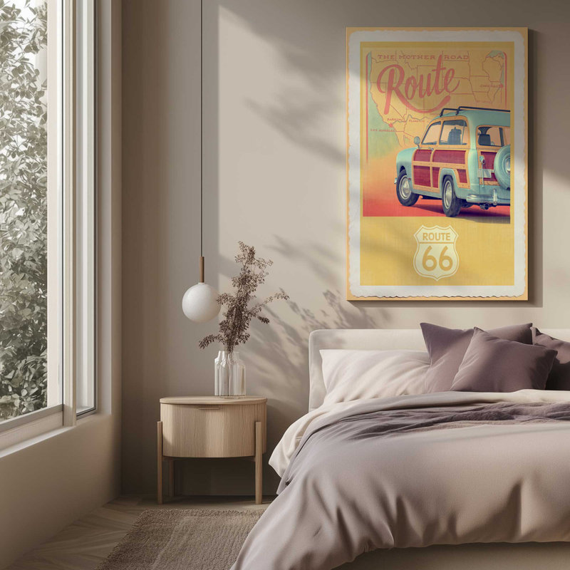 Croisière Route 66, Toile tendue sur cadre, Ne s’applique pas, H 18 po x l 12 po