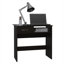 Bureau d'ordinateur noir élégant avec panneau de particules et plateau à clavier, poste de travail peu encombrant-130084807