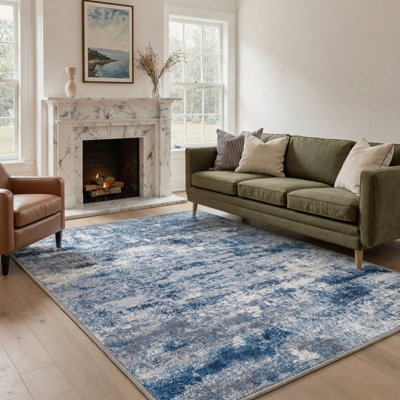 Tapis bleu / blanc Comeau Aura