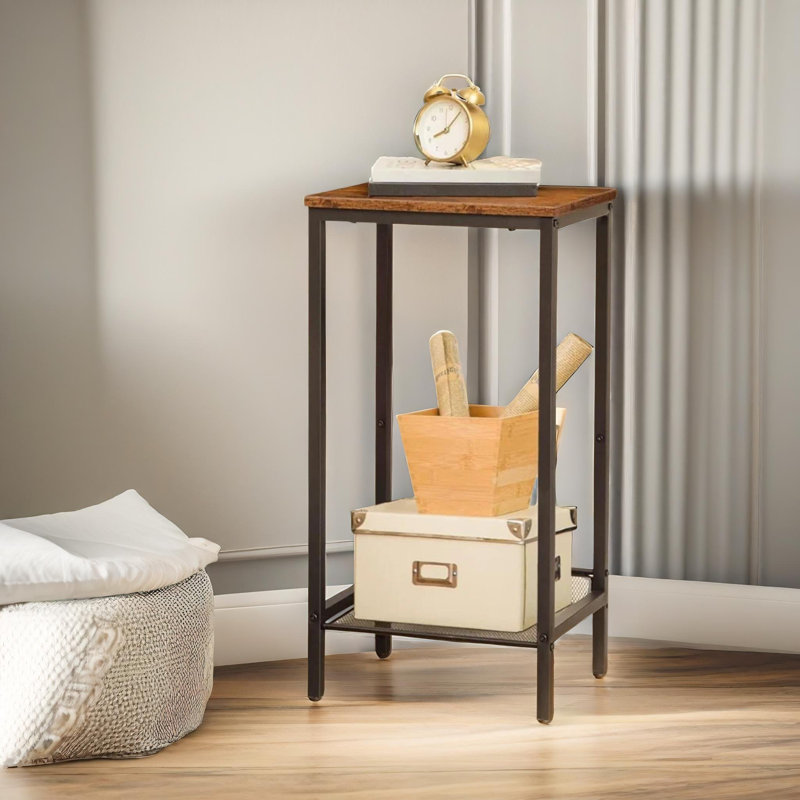 Grovesend Bedside Table with Adjustable Mesh Shelf