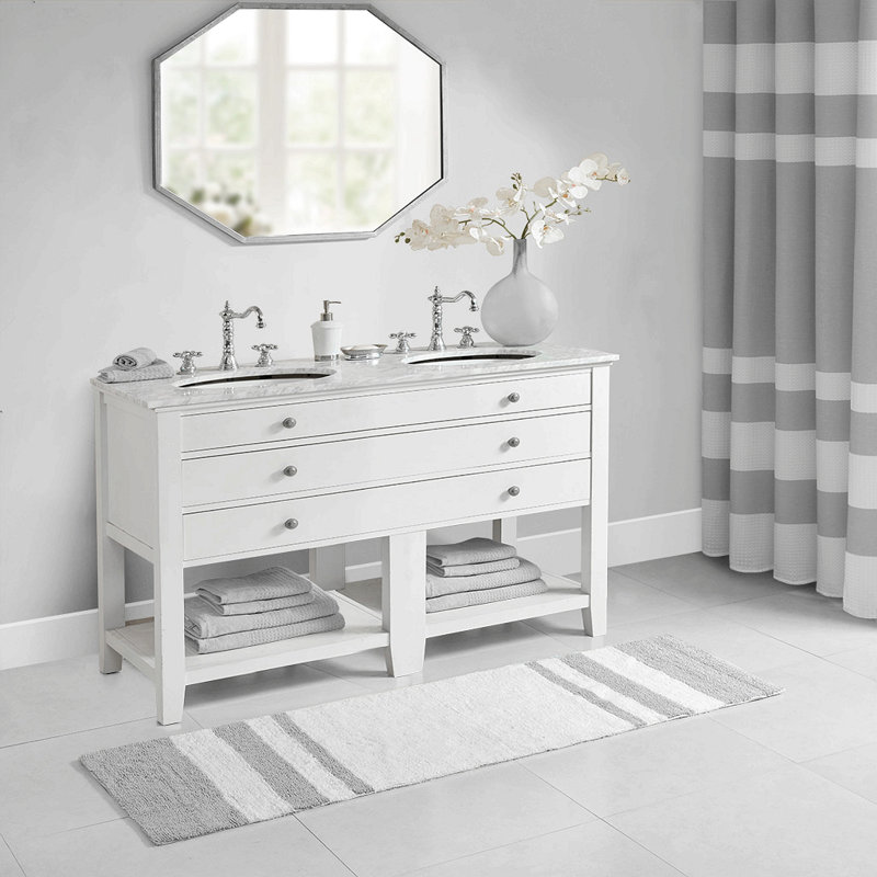 Reversible Bath Rug, Gray, 72" L x 24" W