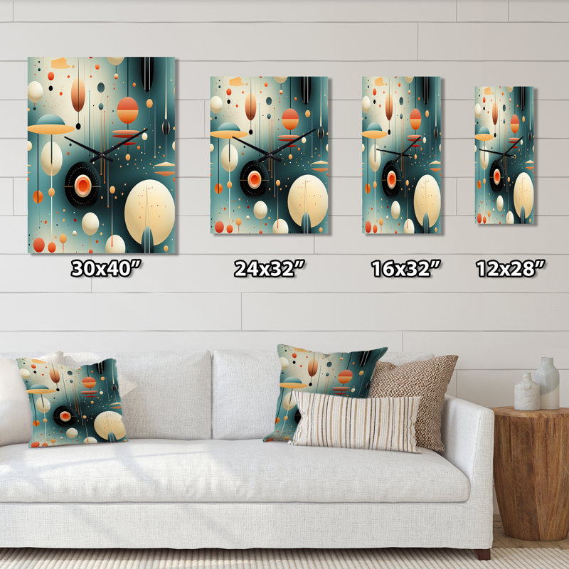 Jamyis - Horloge murale abstraite Mid-Century, H 28 po x l 12 po x P 1 po