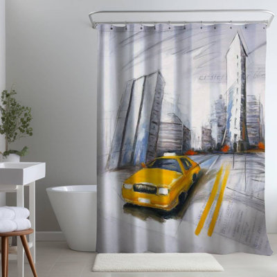 Shower Curtain CI196 – Polyester Shower Curtain, Dye Sublimation Print, 71" W × 74" L