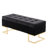 Gold Metal And Black Velvet Storage Bench Featuring Contemporary/ Aesthetic, Button- Upholstery, Flip-Top Lid, Seats Two, 500 Lbs Capacity, Indoor Use, Assembly Needed With Design, Two Comfortably,