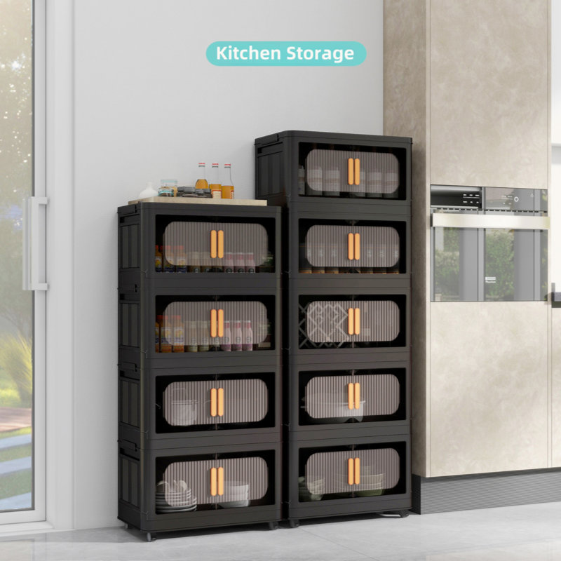 Armoire de rangement 19,69 po, 4, Noir/transparent