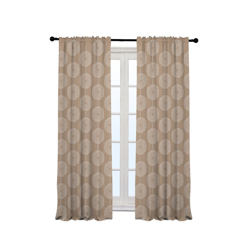 Spiral-Patterned Bohemian Single Panel Curtain, 140cm Width x 245cm Drop, Beige