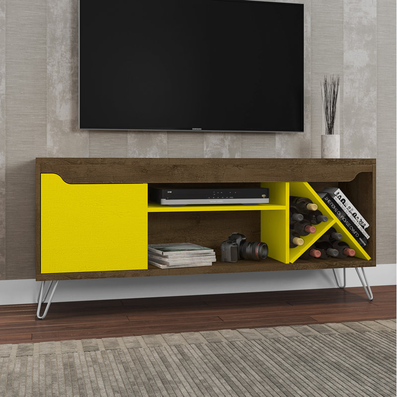 Beatrix Unfinished TV Stand for TVs up to 50", Brown/Yellow