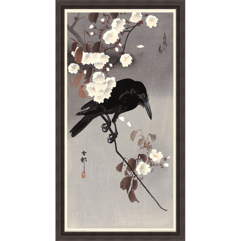 Crow On A Cherry Branch by Ohara Koson - No Frame Painting