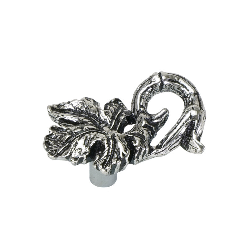 Bacchus Grape leaf & vine medium knob in Chalice, Silver