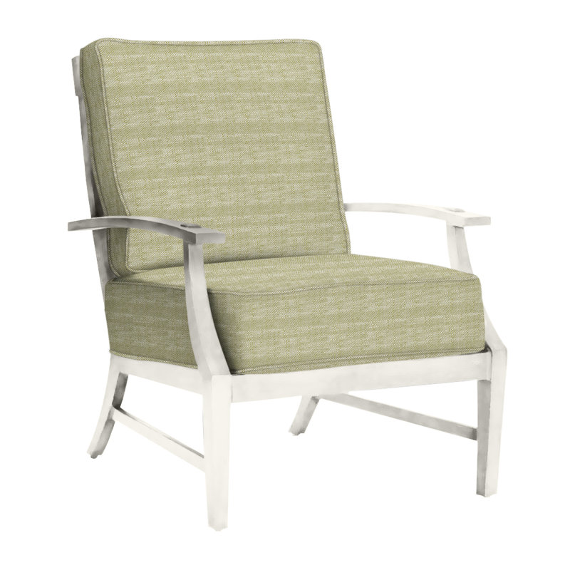 Croquet Patio Chair with Cushions, Welt + Standard Fill, Linen Navy, Chalk