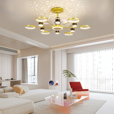 Ventilateur de plafond 49,2 "à DEL avec lumière et télécommande avec ciel étoilé