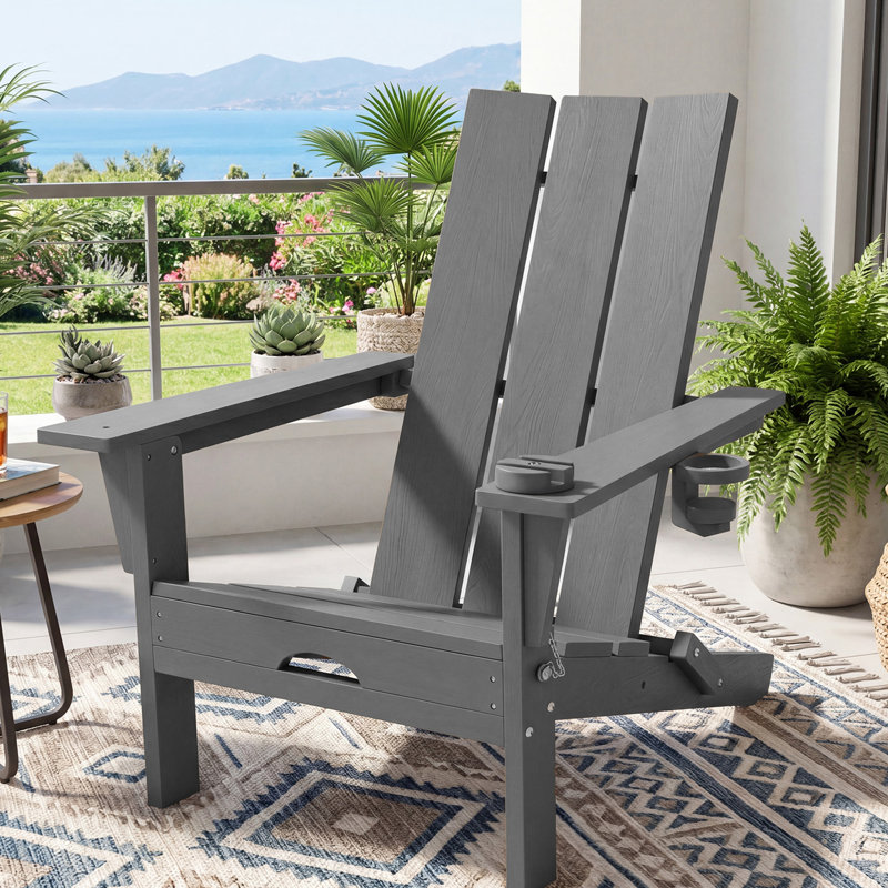 Chaise Adirondack pliante pour l'extérieur , Gris, 1