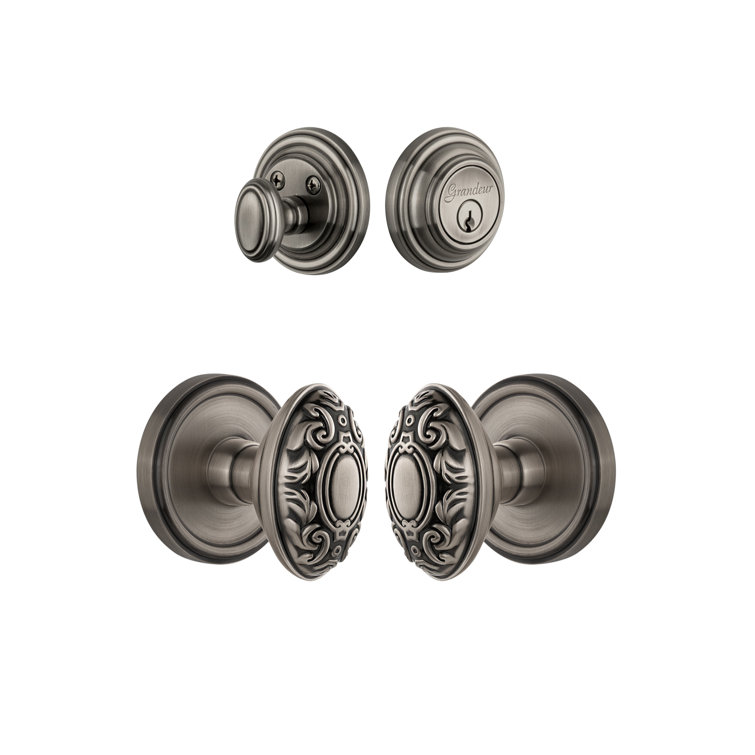 Georgetown Rosette Complete Entry Set with Single Cylinder Deadbolt and Grande Victorian Knob