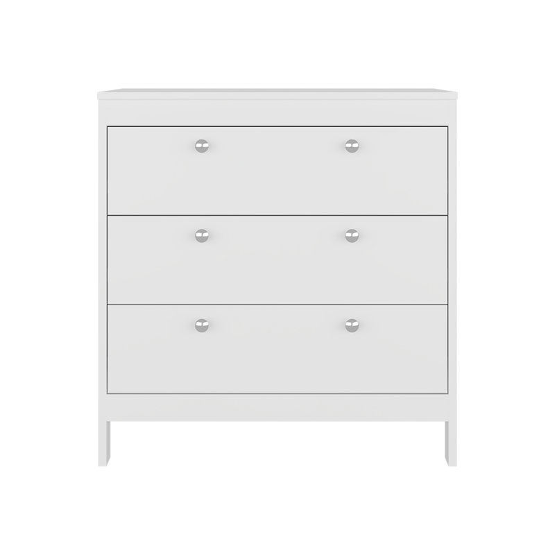 Commode 3 tiroirs avec rangement fonctionnel, Blanc
