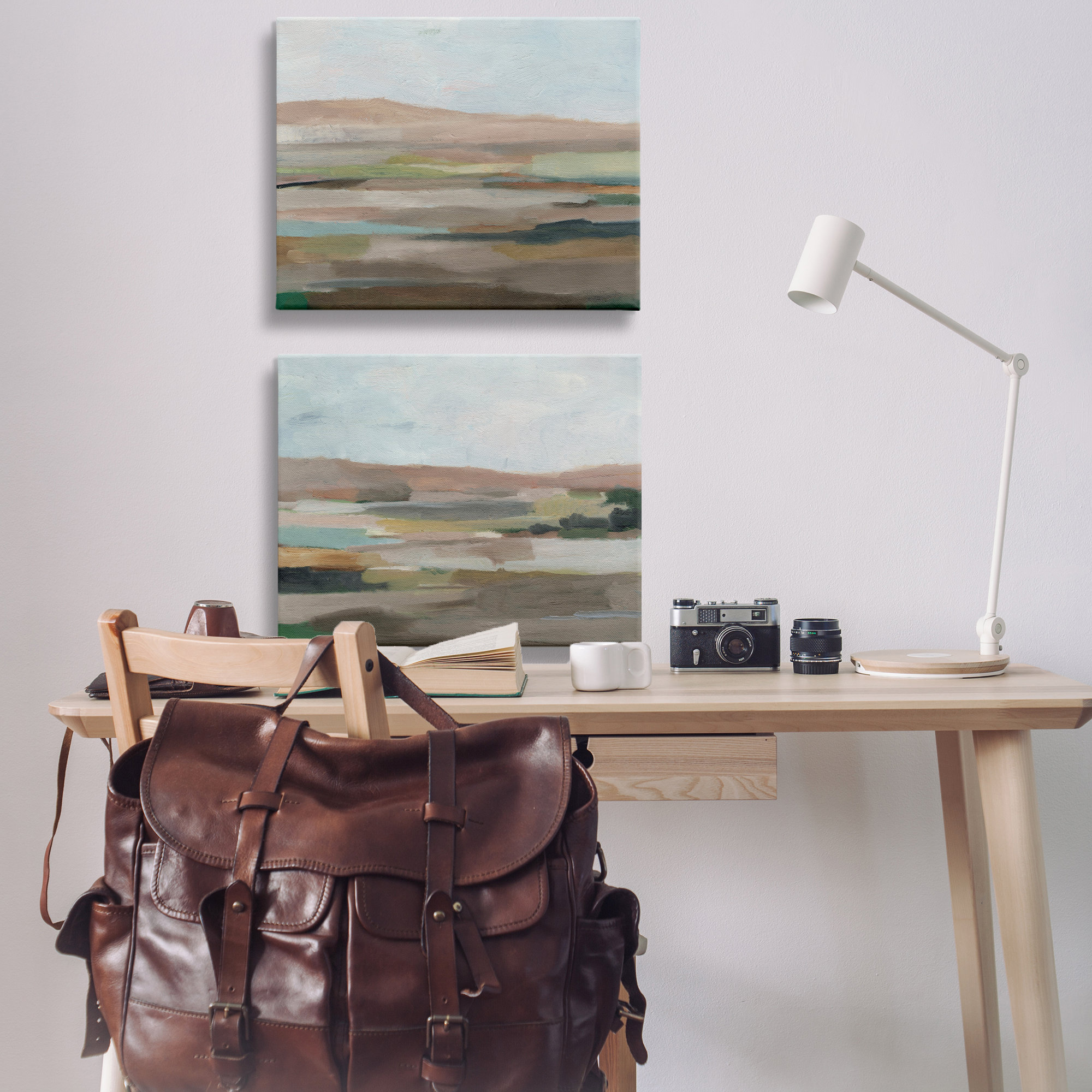 Red Barrel Studio Neutral Abstract Landscape 2 PC Canvas Wall Art Set ...