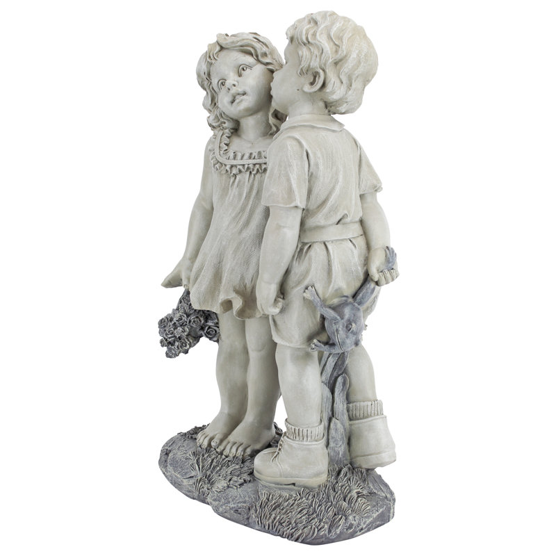 Young Sweethearts Kissing Children Garden Statue