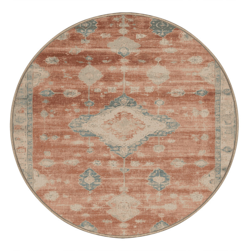 Tapis brun lavable à la machine, Rond 3 pi