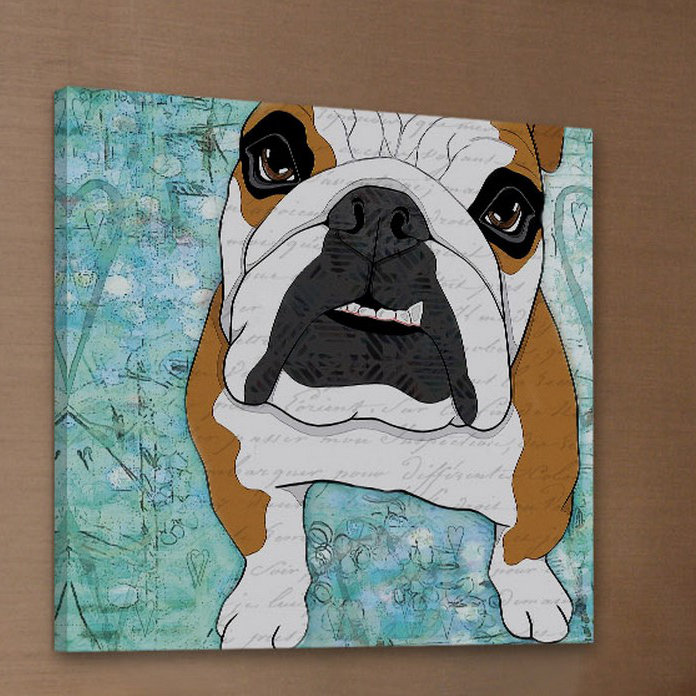 « bouledogue pop art » par stéphanie gerace, reproduction d’art sur toile tendue, H 40 po x l 40 po x P 1,5 po