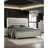 Glamorous Luxury Silver Fabric Upholstered Queen Size Bed W LED 2X Nightstands Embossed Panel 3Pc Set Bedroom Furniture