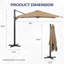 Grand parasol de patio en porte-à-faux carré en porte-à-faux de 10 pi avec rotation à 360 ° et réglage des mésanges et parasol de terrasse robuste à baldaquin en polyester sans base.-278305764-273380940