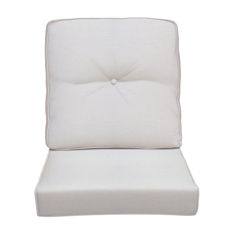 Premium Outdoor Patio Single Cushion, Water-Resistant 28D High-Density Sponge Replacement Cushion For Wicker Chair, White
