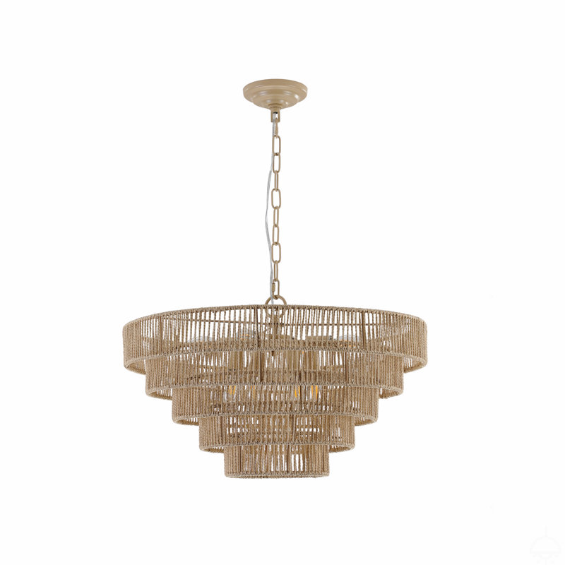 Lustre moderne 24 po en corde de chanvre tissé à 5 couches, luminaire suspendu de style bohème, luminaire suspendu élégant