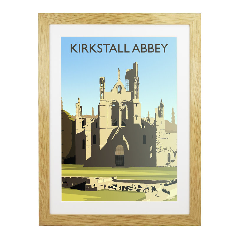 Kirkstall Abbey Portrait - Print, 40cm H x 30cm W x 3cm D, Oak Framed