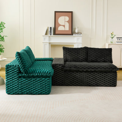 Luxury Color-Block Turtle Velvet Multifunctional Sofa - Arrangeable In Single Row, Side-By-Side Or Facing Each Other, Stylish Living Room Furniture For Cozy Home Decor